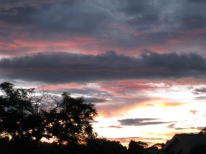 And evening shadows fall across the sky.